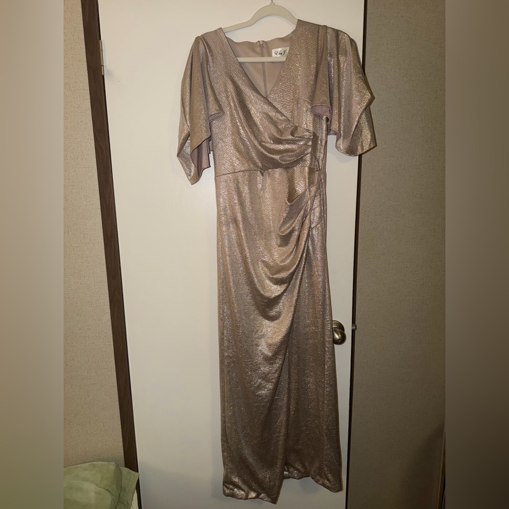 Elegant Women's Shimmery Taupe Cocktail Dress